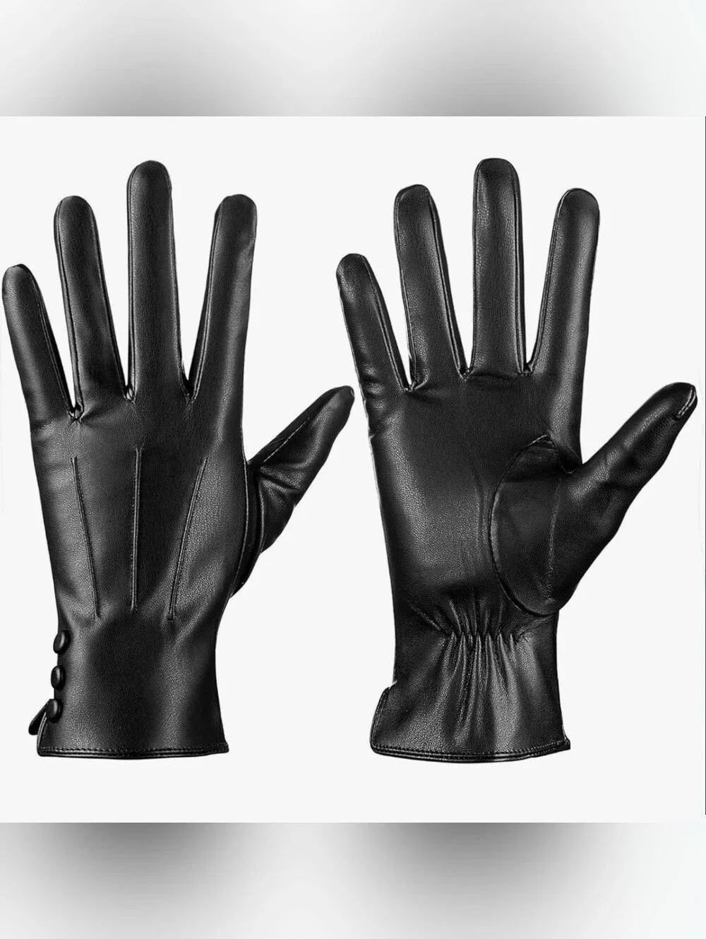 PU Leather Gloves XL Black Gloves Touch Screen Texting Cashmere Wool Lined Warm